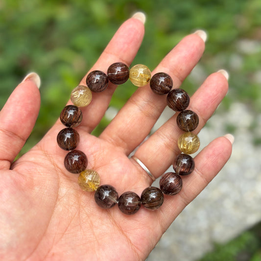 Brown-Red Rutilated Quartz Bracelet
