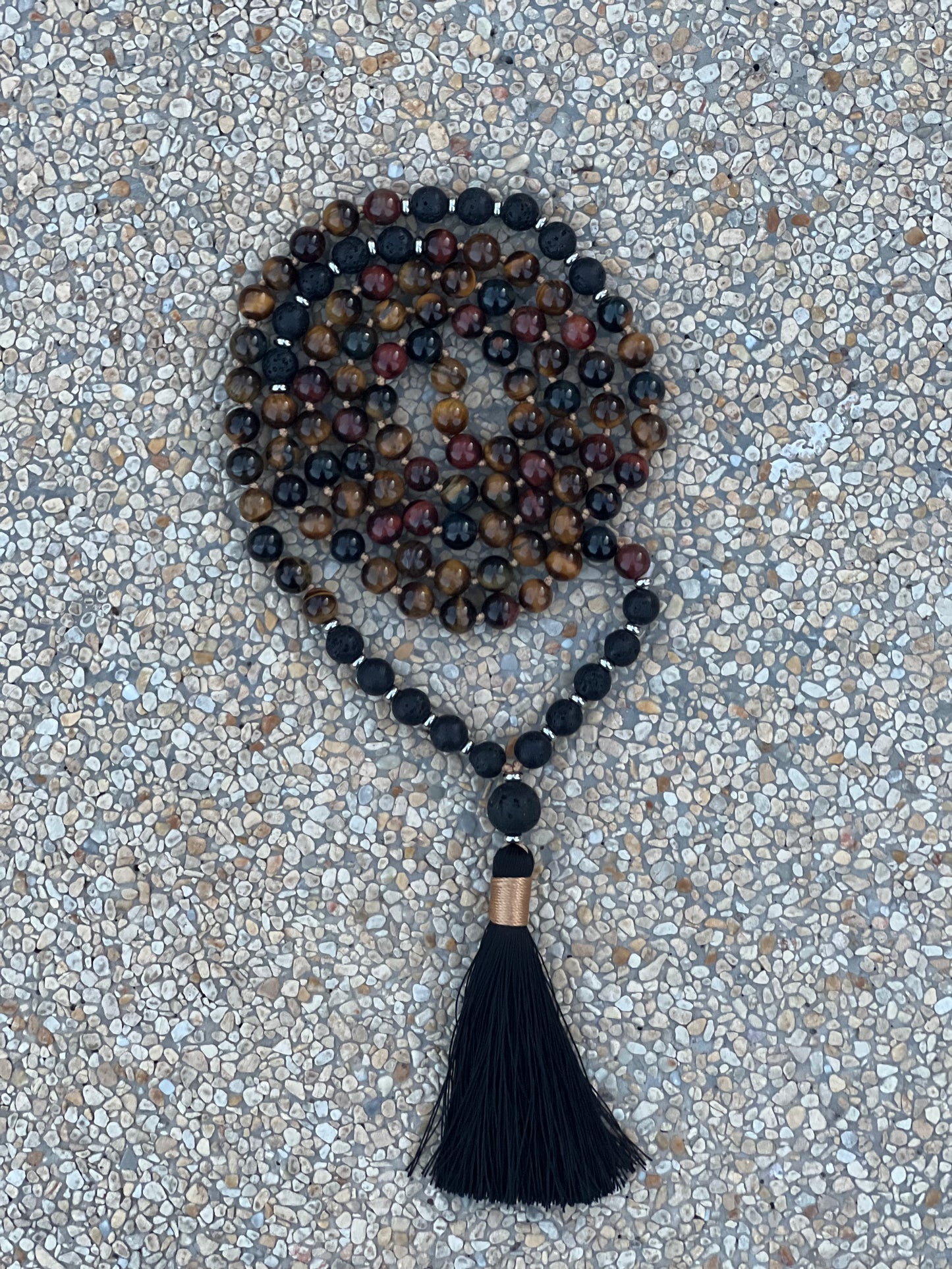 108 Mala — Lava Stone & Mixed Tiger Eye