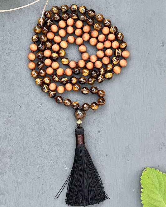 108 Mala — Tiger Eye & Sandalwood