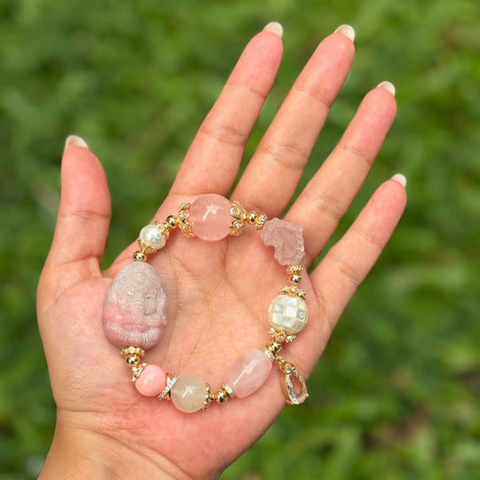 Conch, Pink Jasper & Rose Quartz Bracelet