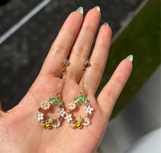 Bee-You-Tiful Floral Clip-On Earrings