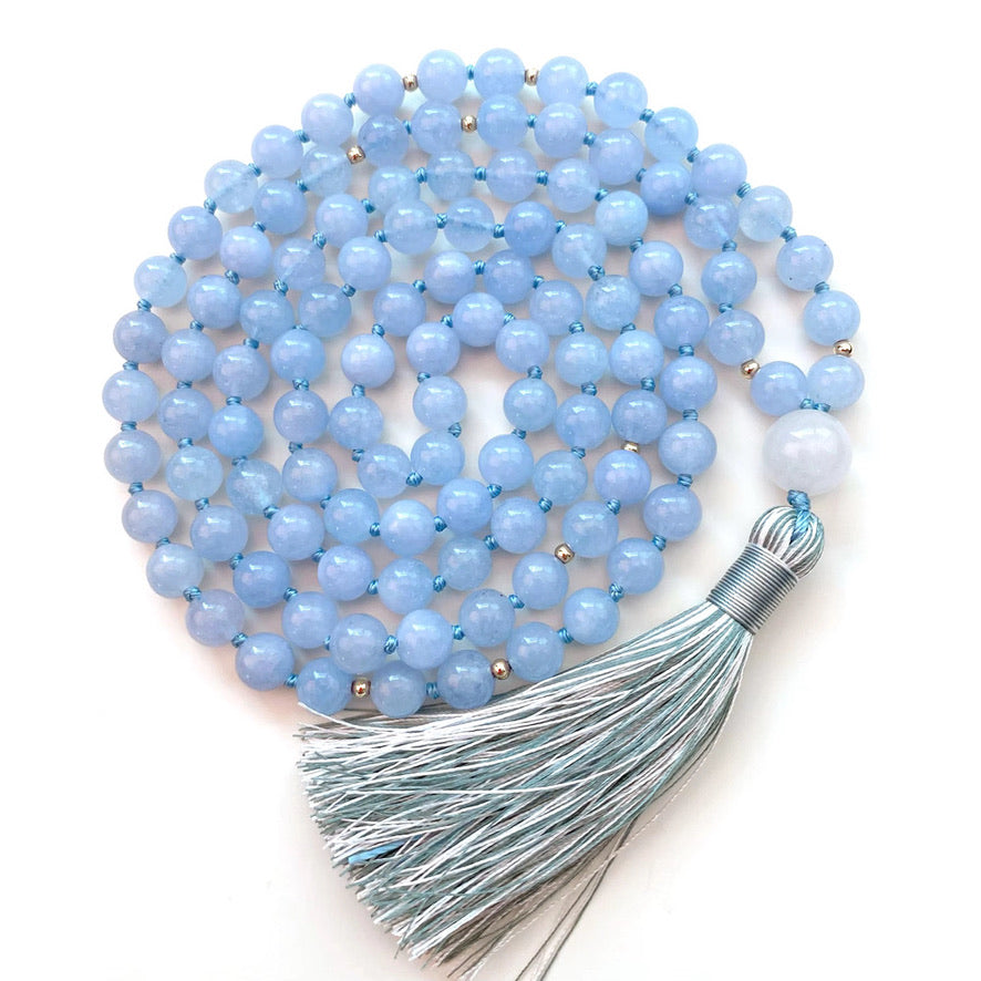 108 Mala - Aquamarine