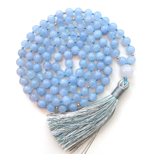 108 Mala - Aquamarine