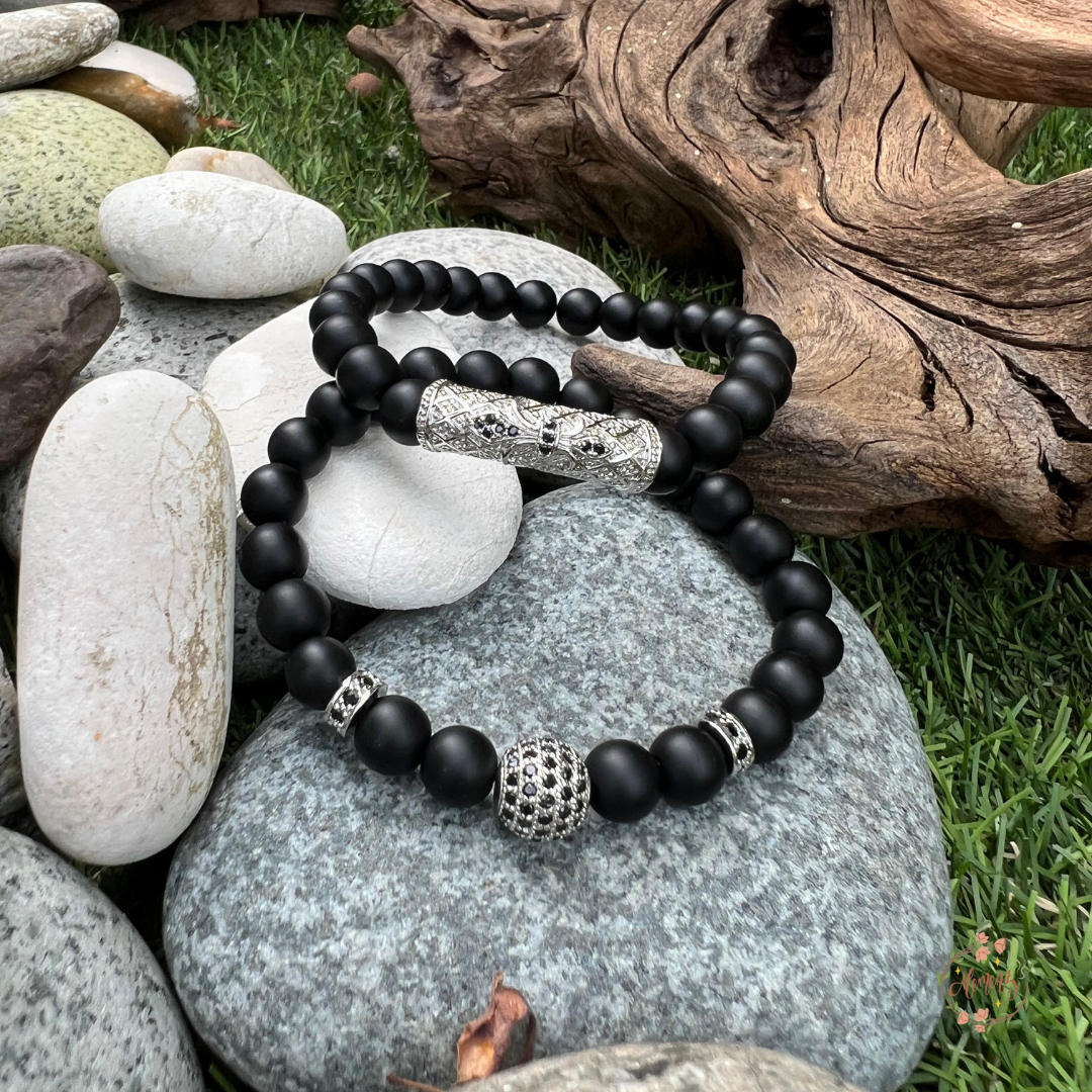 Matte Black Agate Bracelets