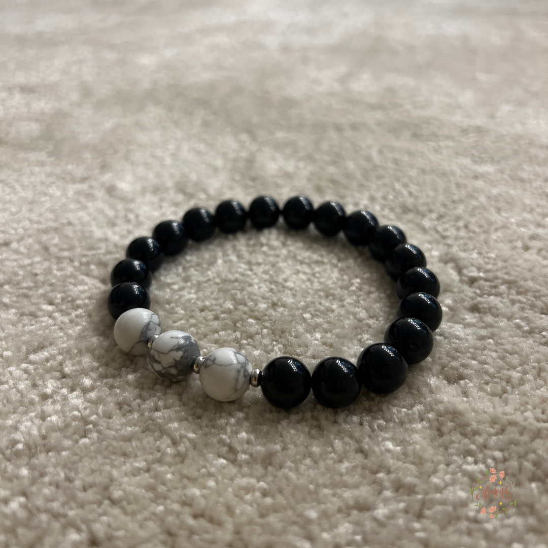 [Hajara Custom Made] - Black Agate & Howlite Bracelet