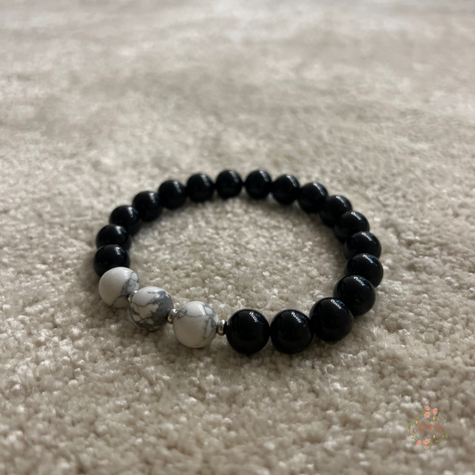 [Hajara Custom Made] - Black Agate & Howlite Bracelet