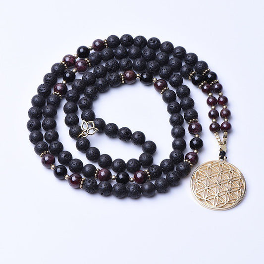 108 Mala - Lava Stone & Garnet