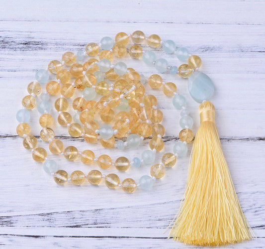 108 Mala - Citrine & Aquamarine
