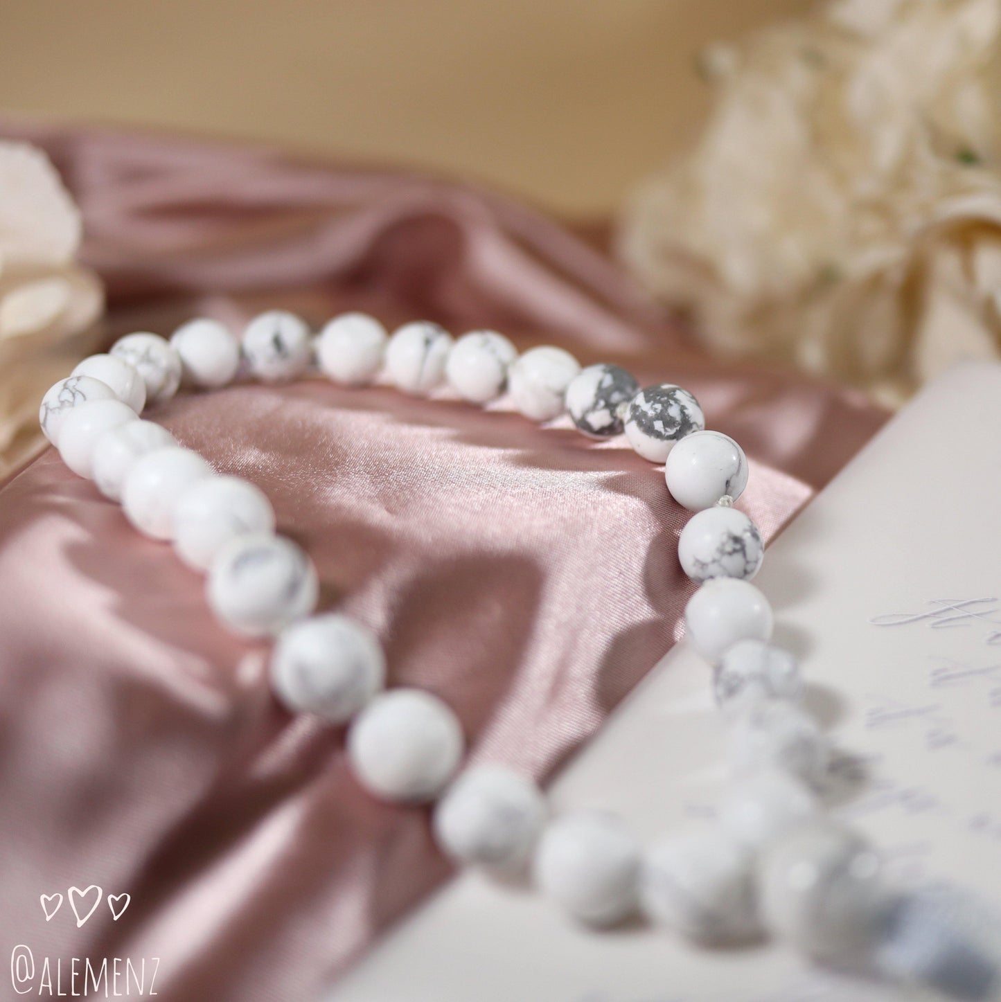 28-Handknotted Howlite Mala - ALEMENZ