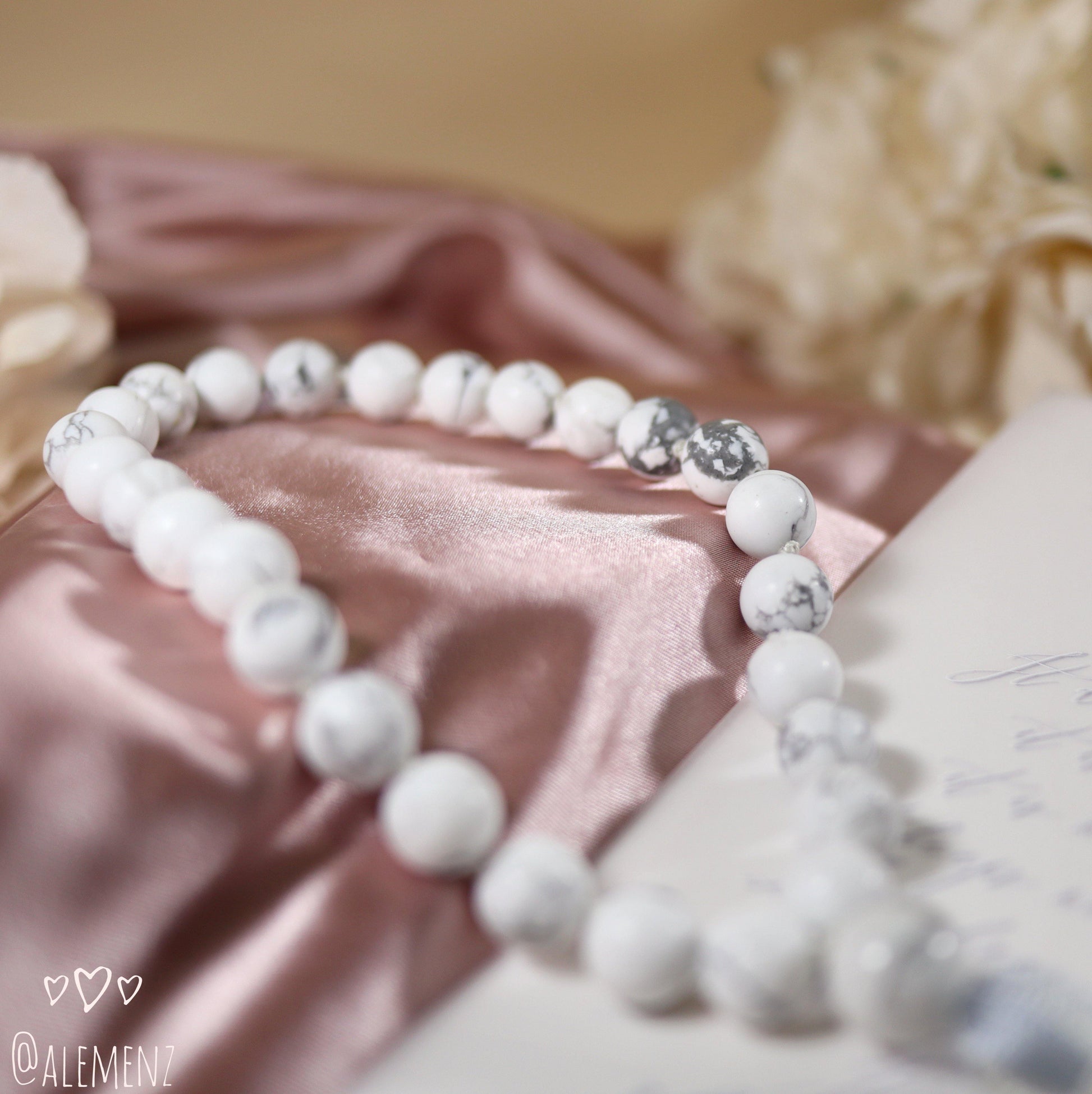 28-Handknotted Howlite Mala - ALEMENZ