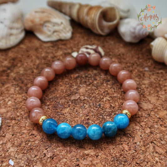 Blue Apatite & Peach Moonstone Bracelet