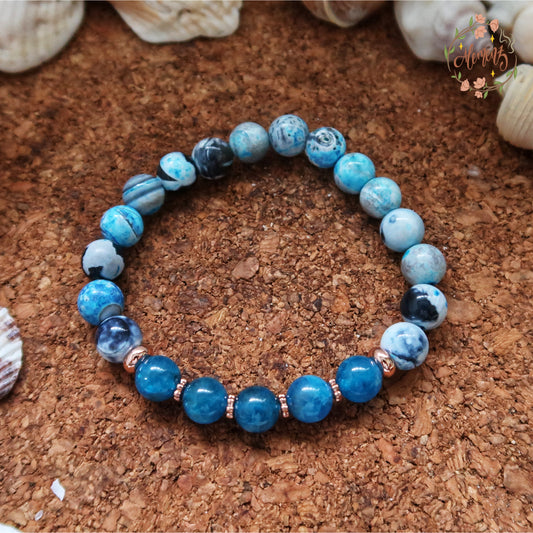 Blue Apatite & Blue Fire Agate Bracelet
