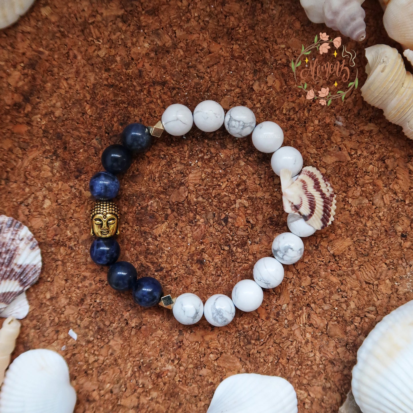Sodalite & Howlite Bracelet with Buddha Charm